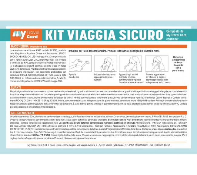 Kit di protezione antivirus per una borsa da donna in guanti medici con  maschera rosa kit da viaggio sicuro igienizzante